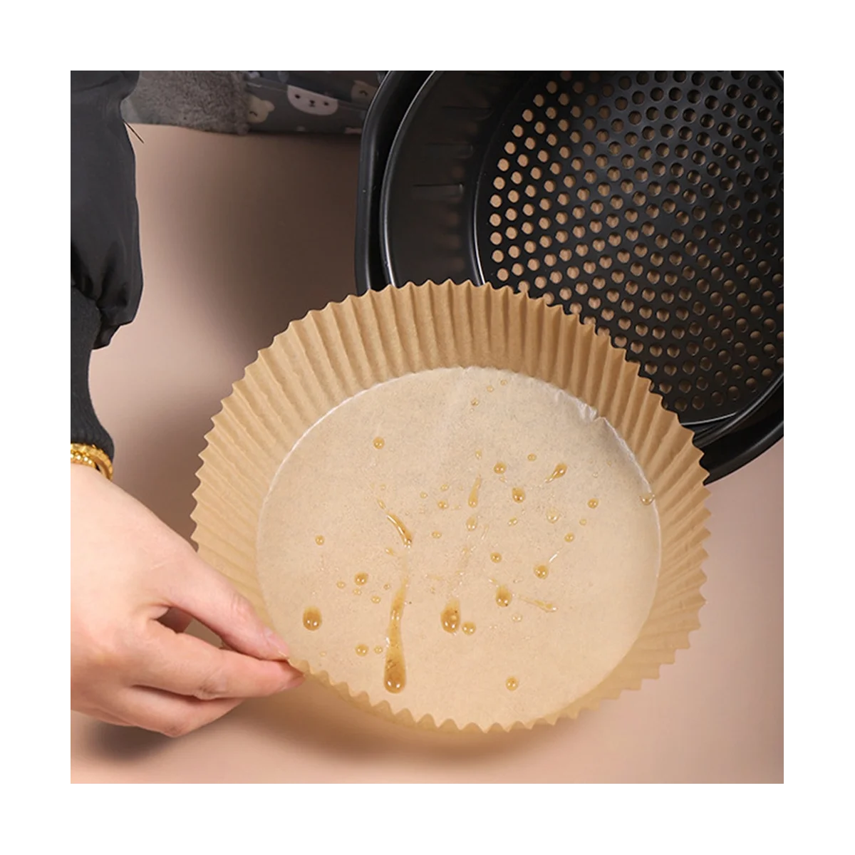120PCS AirFryer Paper Disposable Non-Stick Round Oven Pan Oil-Proof Household BBQ Plate Liner Kitchen Baking Accessories images - 6
