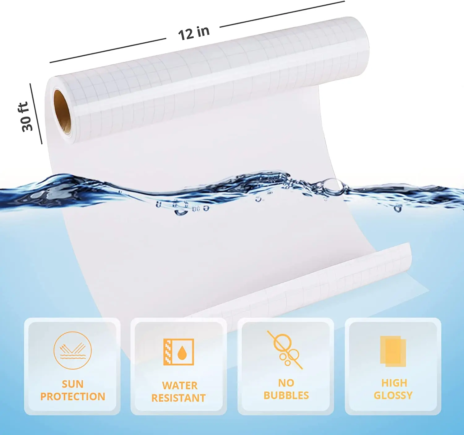 HTVRONT 12inx15ft/12inx30ft Clear Self-Adhesive Laminating Vinyl Roll Non Thermal Laminating Film Vinyls Laminated Sticker Paper