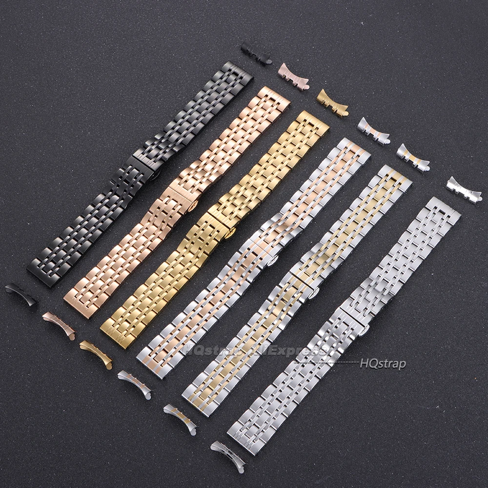 Premium Curved End Stainless Steel Smartwatch Bracelet with Butterfly Buckle