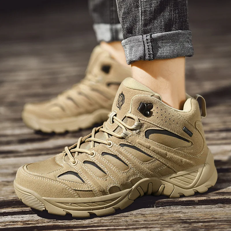 

Outdoor Combat Desert Boots HIgh Top Training Mens Shoes Lace Up Contracted Comfy Male Platform Sneakers Botina Masculina