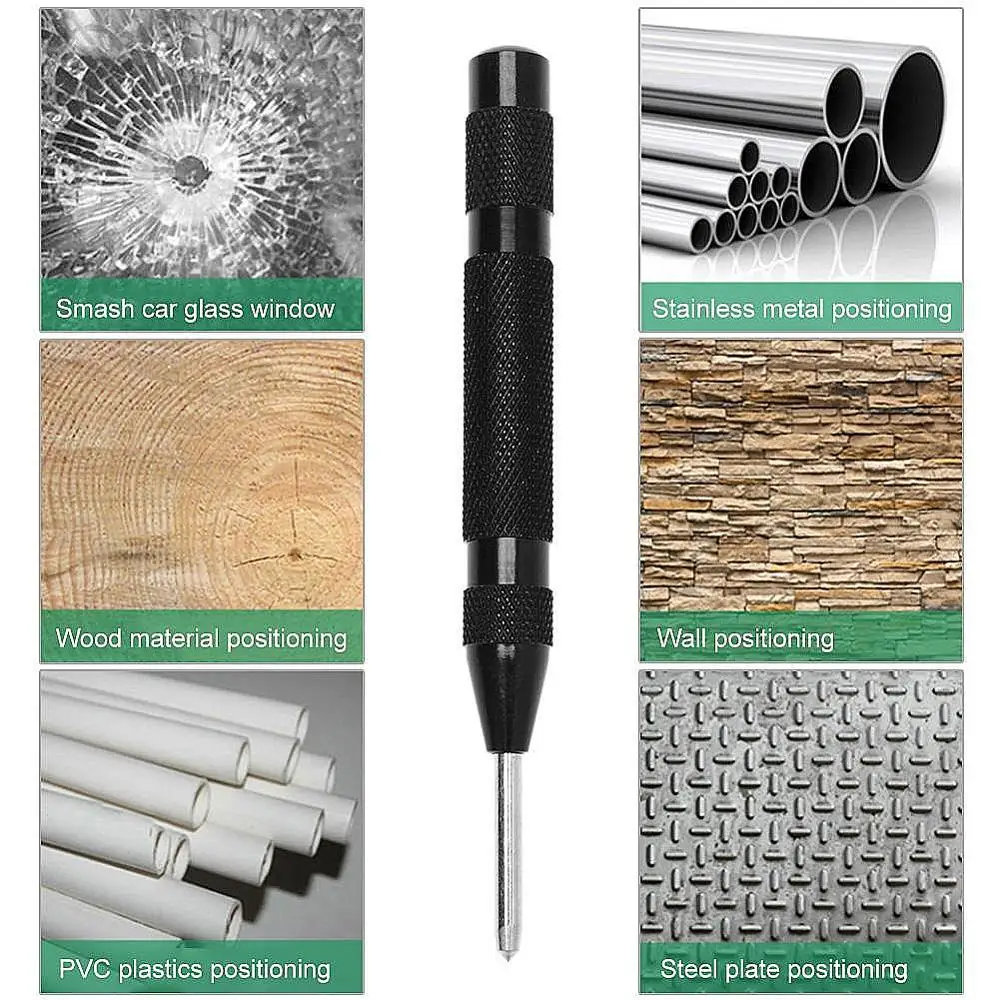 1Pcs Automatic Center Punch With 2 Replacement Tips, Spring Loaded Center Hole Punch, Adjustable Tension, Center Punch, Automatic Center Hole Punch
