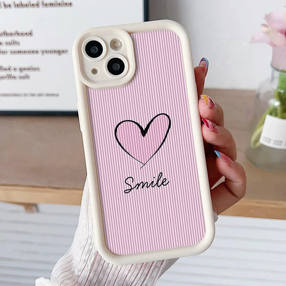 Pink Love Heart Wrist Chain Lanyard Phone Case Cover