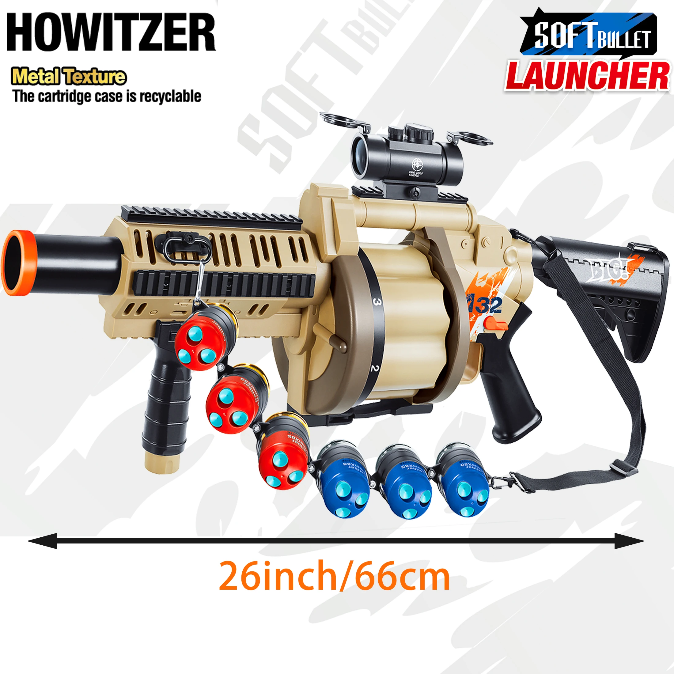 Grenade Launcher Toy Gun Unique Design, Large Magazine, Ejecting Shell, Shoots Soft Bullets - Christmas Gift for Kids 14+ 4