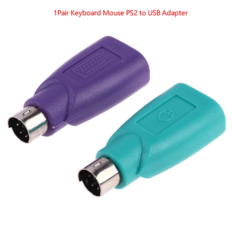 1 2pcs Purple Green Converter Keyboard Mouse PS2 PS 2 To USB