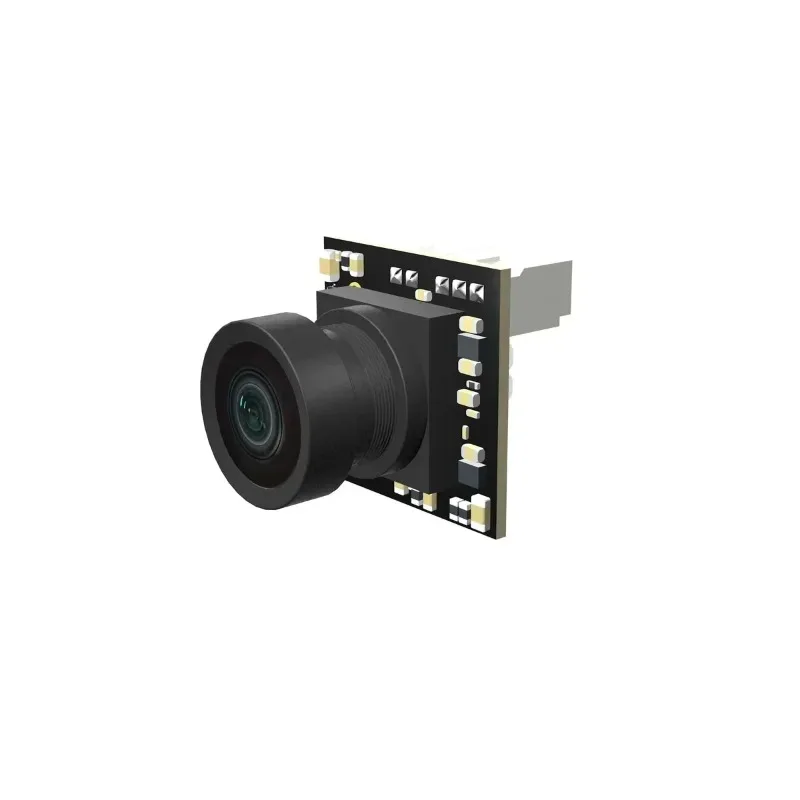 Caméra FPV Nano Caddx Ant Lite 1200TVL 1.7g à côté d'une pièce de 1 centime pour l'échelle.