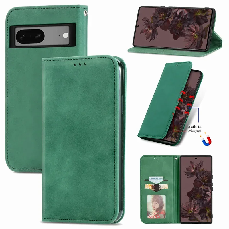 Фото Роскошный кожаный магнитный чехол-книжка Pixel 8 7 Pro 6 A 7A для Google Pixel 8A, флип-кошелек для телефона, флип-кошелек для телефона, искусственная кожа, 6 Pro, 6A, 5A, 4 A, XL, 7A, Funda №4