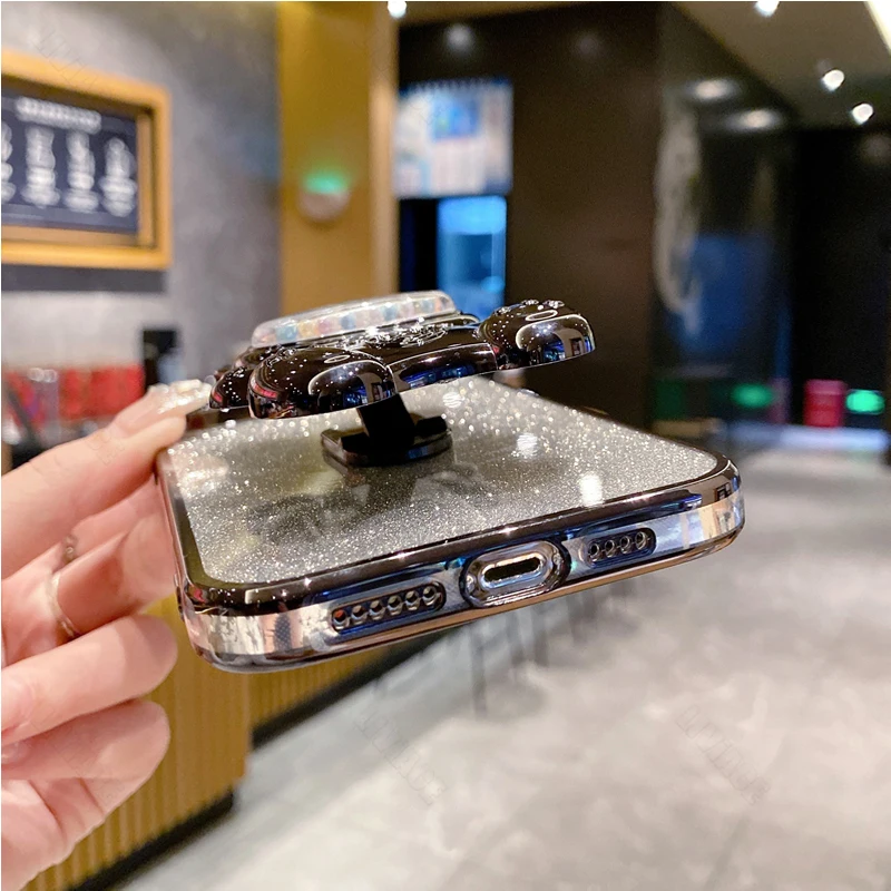 Sparkling Bear Bling Silicone Phone Holder Case