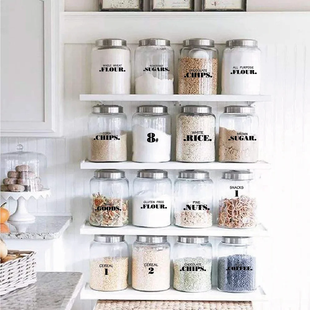 Label Stickers Stickers 6 Sheets Spice Labels Printed Waterproof Transparent Self Adhesive Pantry Food Sticker Kitchen Jar 132pcs
