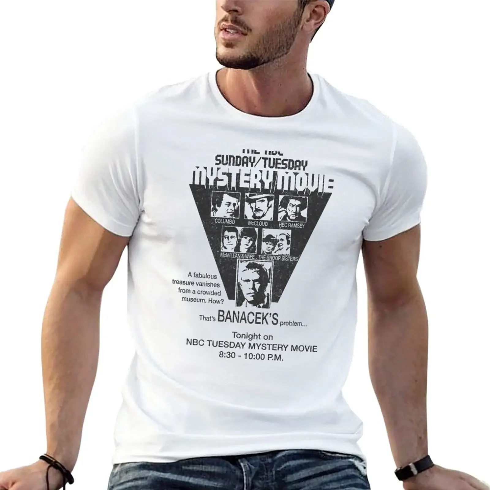 

Vintage Mystery Movie poster T-Shirt summer tops customs quick drying mens workout shirts