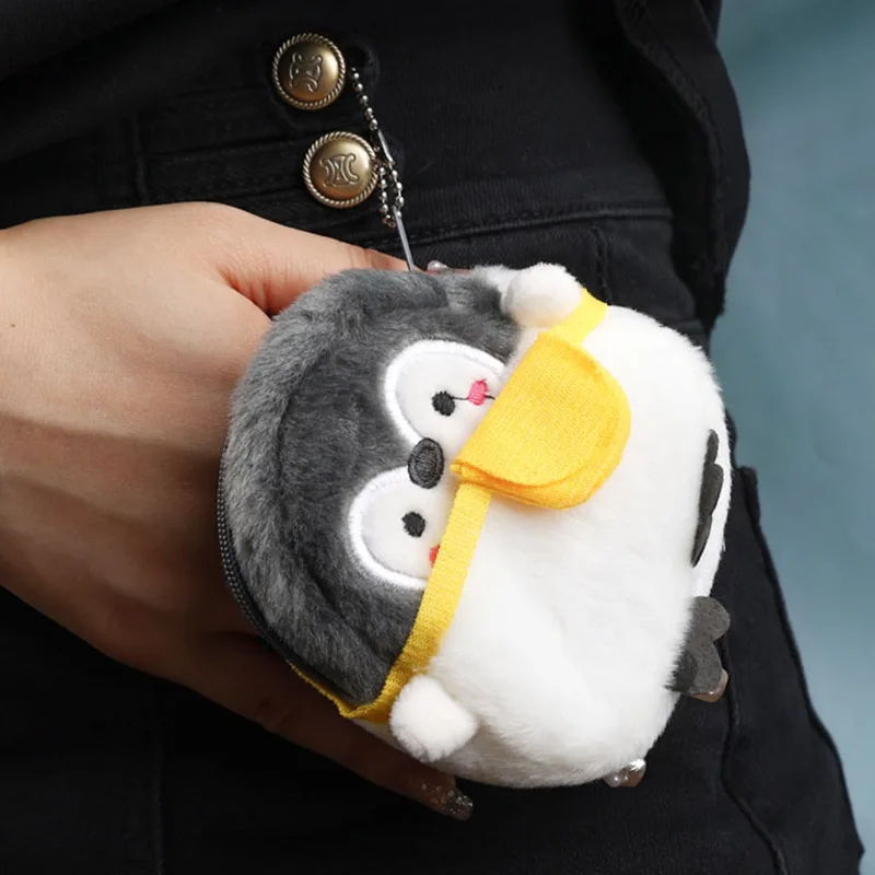 

3D Penguin Coin Purse Messenger Bag Cartoon Animal Wallet Cute Key Card Bag Durable Plush Purse Keychain Pendant Charm Bags