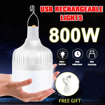 USB 충전식 휴대용 LED 캠핑 조명, 야외 비상 램프 전구, 고출력 램프, 배터리 랜턴, 바베큐 텐트 조명