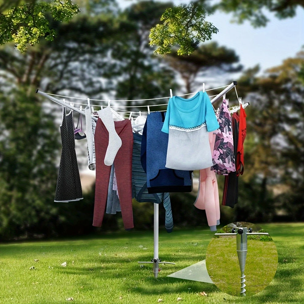 1pcs Outdoor Drying Rack Base Metal Umbrella Anchor Spiral Screw Sturdy Suitable for Garden Backyard Lawn Soil Ground Insertion beach umbrella plug base parasol base stand