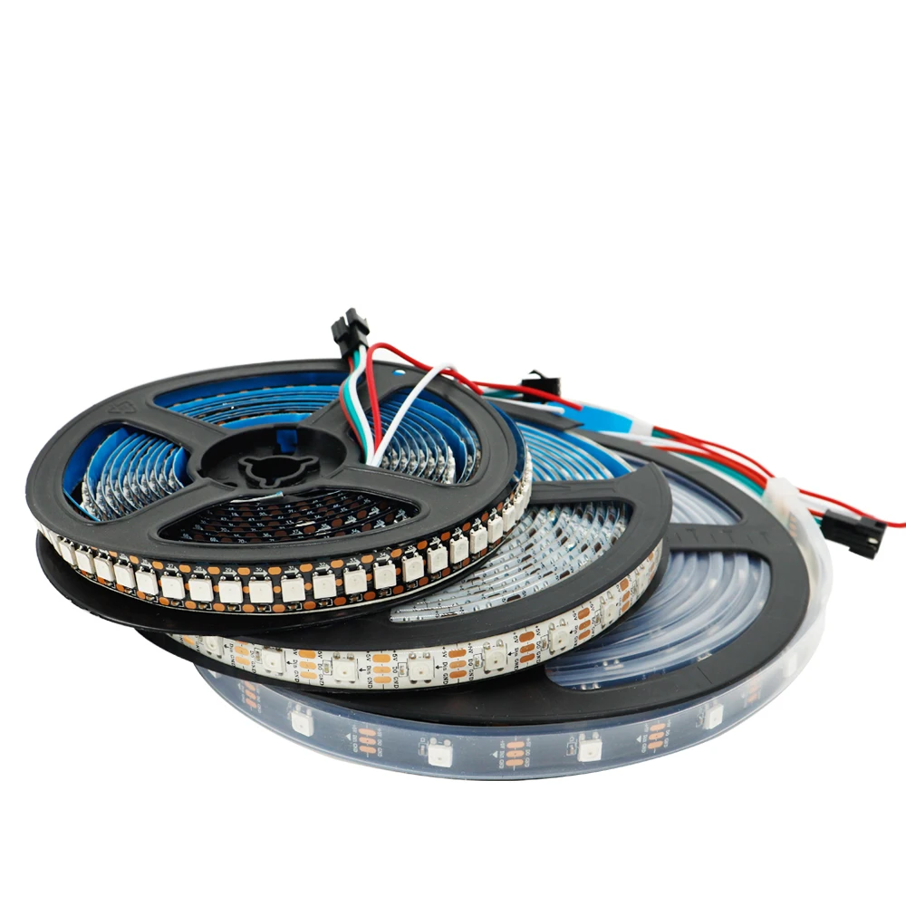 WS2812B WS2812 Led 스트립 개별적으로 주소 지정이 가능한 스마트 RGB LED 조명 검정/흰색 PCB 매직 컬러 IP30/65/67 DC5V