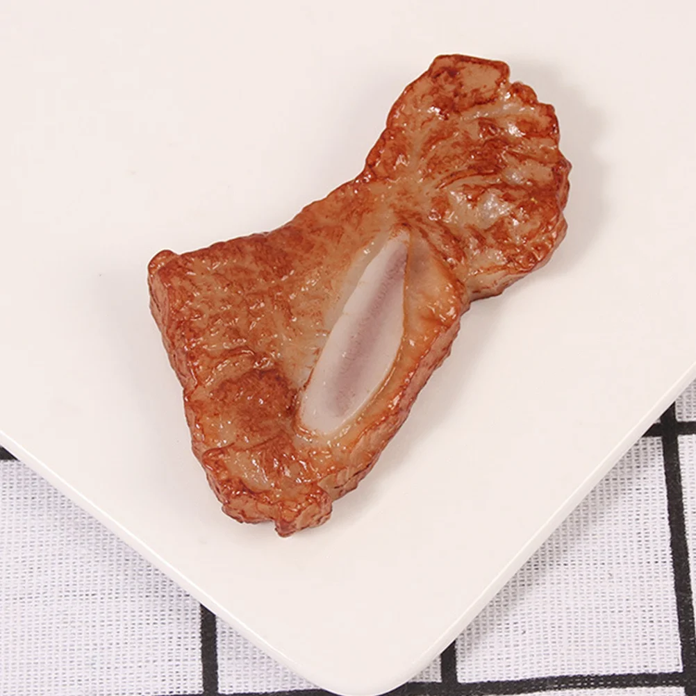 

2 Pcs Simulation Steak Lovely Ribs Model Decorative Plaything Toy Ups Prop Pvc for Bed Leaning Shape Photo Gifts
