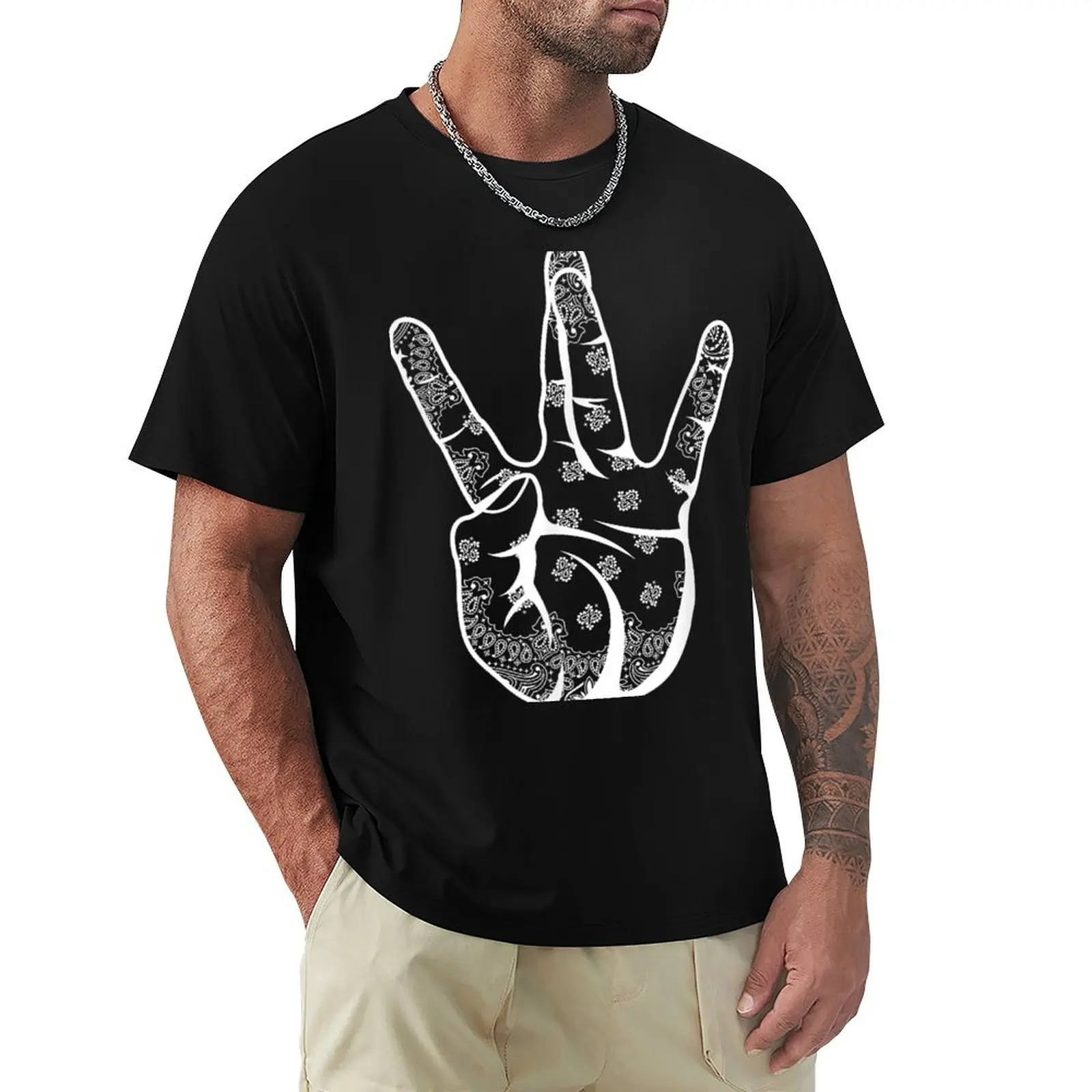 Westside Bandana Hand Sign Gangsta Rap T-Shirt anime clothes plain fruit of the loom mens t shirts