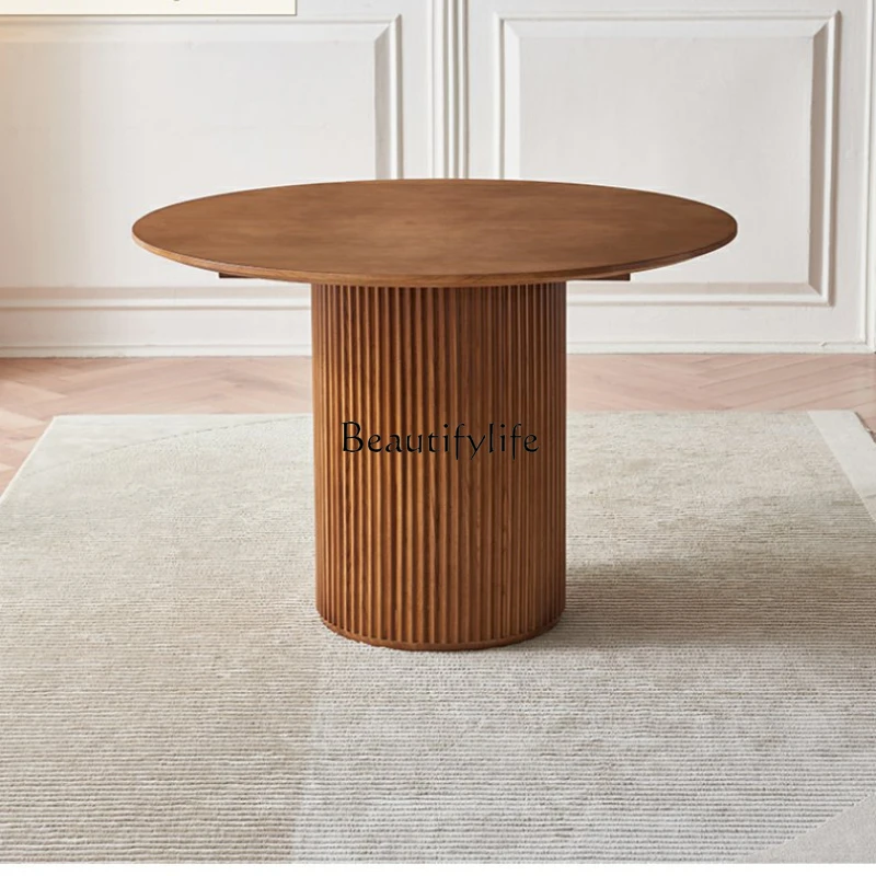 

Rattan Dining Table Solid Wood Bed & Breakfast Household Hotel Restaurant round Dining Table Modern Minimalist