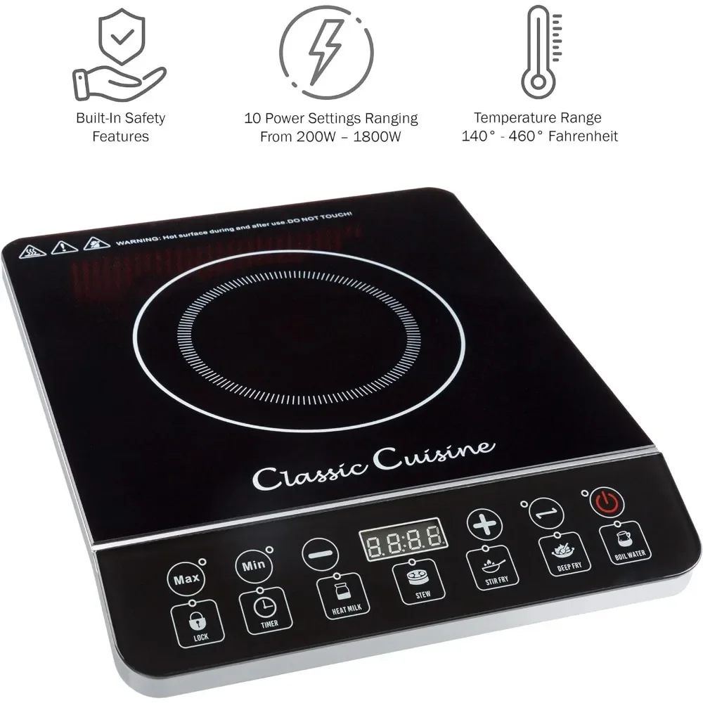 Multi-Function 1800W Portable Induction Cooker, Electric Hot Plate Stove Burner,14 inches L x 11.4 inches W x 2.5 H