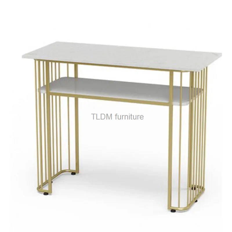 lampu nordic mewah besi tempa bunga berdiri balkon lantai multi layer melangkah pot pemegang untuk tanaman lobak hijau rak bunga Modern Custom Simple Single Nail Tables Nordic Double Manicure Table Double-layer Nail Manicure Table Beauty Shop Manicure Table