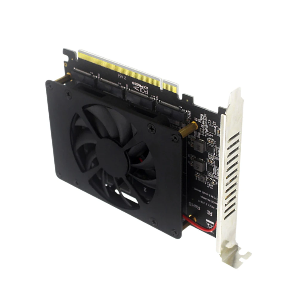 4디스크 마더보드 PCIE 스플리터 카드(방열판 포함) PCIe 4.0 X16 스위치 - 4포트 M.2 어댑터 카드 4 X 32Gbps
