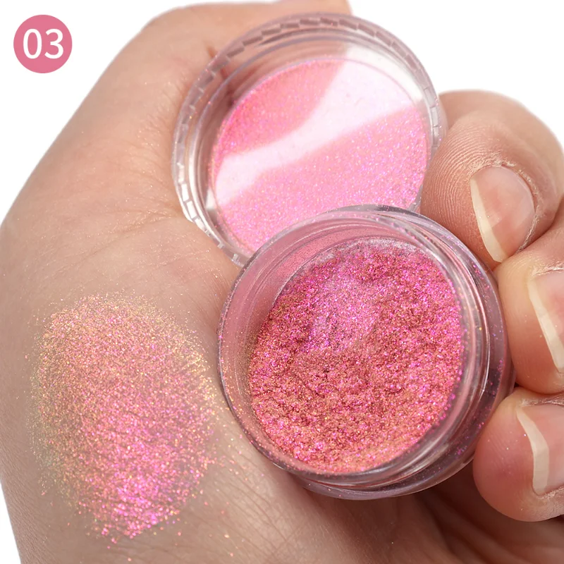 Polarized Chrome Eyeshadow Powder 12 Colors Lasting Waterproof Pearlescent Glitter Matte Green Pink Blue Loose Powder Eye Makeup