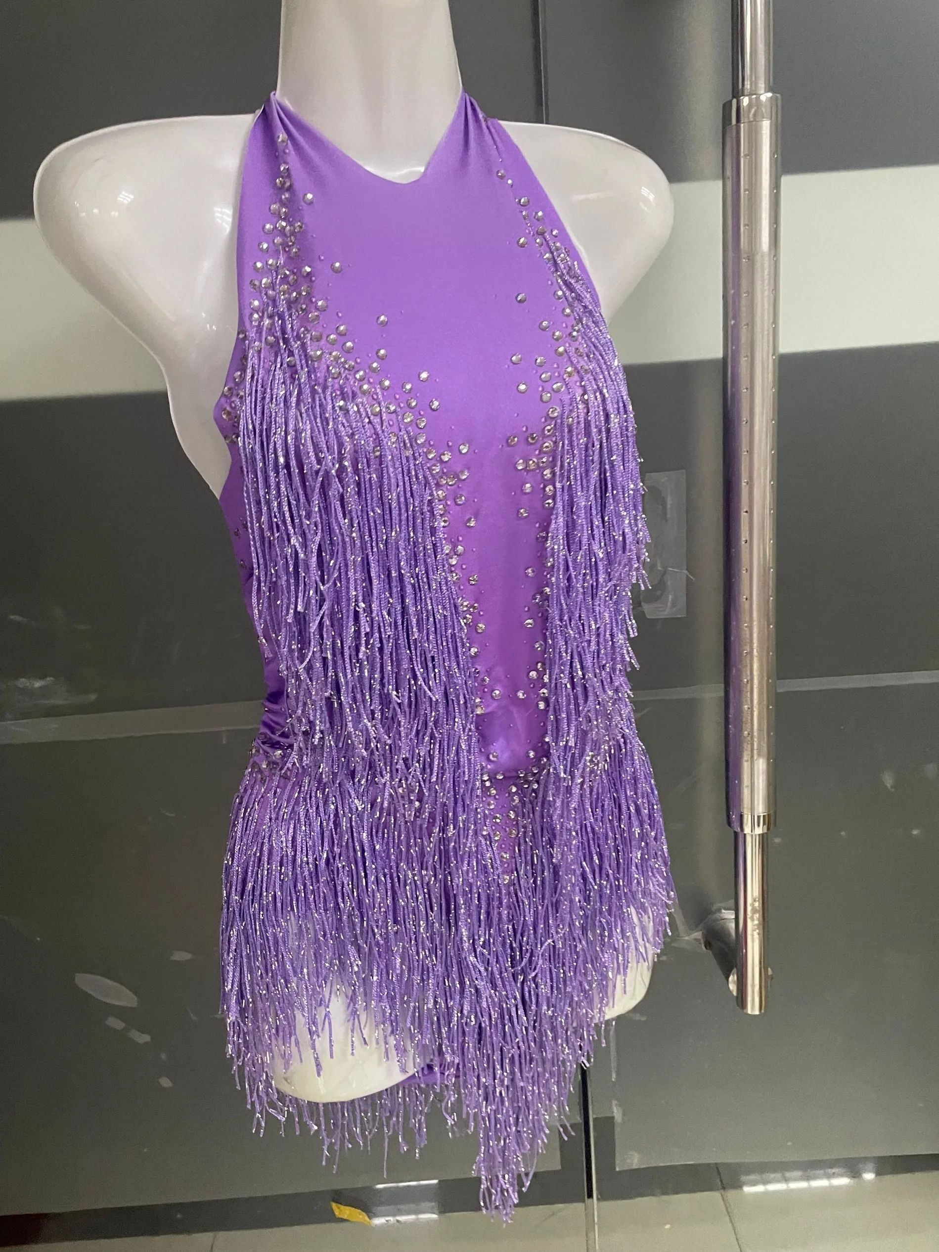 Sparkly Crystals Fringe Bodysuit Women DJ Jazz Dance Costume With Rhinestones Stage Performance Nightclub Show Outfit Rhinestones Dress Dance Dress
