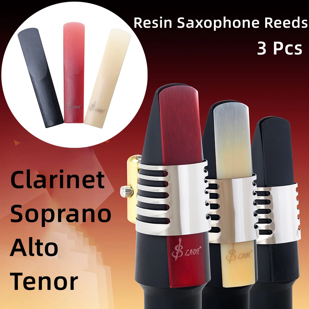 

3Pcs Resin Plastic Saxophone Reeds Parts For Clarinet Soprano Alto Tenor Sax Woodwind Instrument Parts Easy To Blow Easy Control