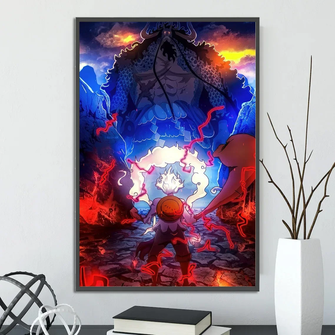 thumbnail image 1 of Póster autoadhesivo de One Piece Luffy Gear 5, papel tapiz de dibujos animados, decoración del hogar, pintura de Zoro, arte de pared de anime, sangre caliente clásica, 1 of 5