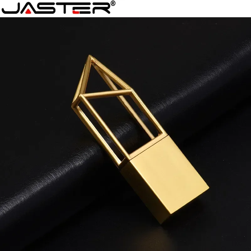 Usb Flash Drive Flash Drive JASTER USB Flash Drive 2.0 Mini Metal Cutout Silver Gold 4GB 8GB 16GB 32GB USB Stick Pen Drive Free Perfect Gift