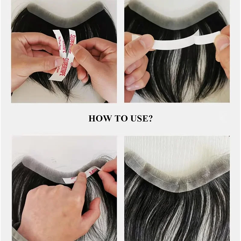 Gerader Vstyle-Front-Echthaaransatz für Männer, dünne Haut, Voll-PU, 0,08 mm, indisches Echthaarteil, Vloop, natürliches Echthaar-Toupet-Perücke – Detail 12