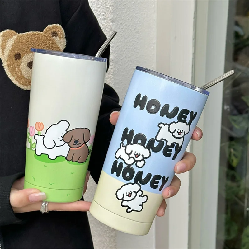 Cute Thermos Mug Stainless Steel Water Cup Vacuum Insulated Bottle for Hot  or Cold Drinks Adorable Travel Mug Tumbler Cup