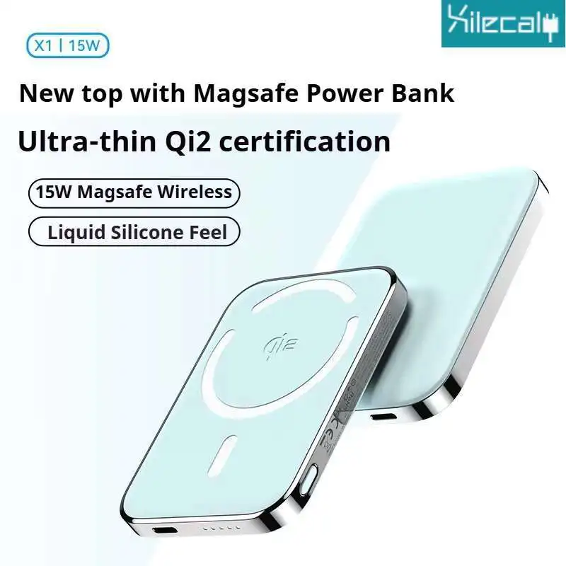 Xilecaly Super Slim Magnetic Power Bank 5000mAh Alloy Shell Battery Qi2 Fast Chargeing PowerBank For MagSafe iPhone Samsung 2