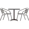 23.5'' Square Aluminum Indoor-Outdoor Table Set with 2 Slat Back Chairs 6