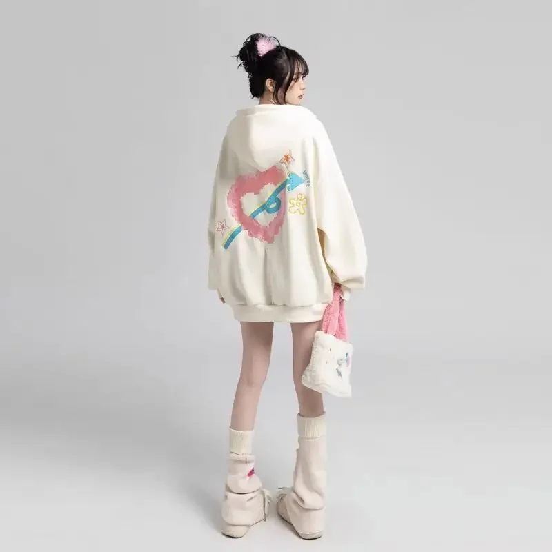 Loose Hoodie Sweatshirt Unisex Autumn Winter New High Street Hong Kong Style Student Printed Top Coat Jacket Female Male - Image 2