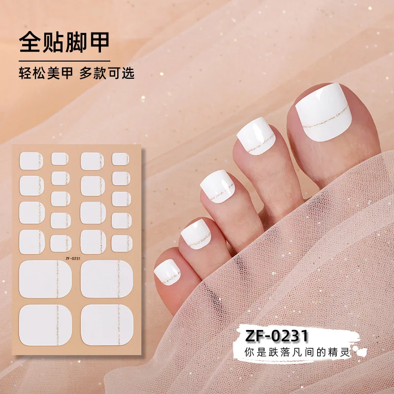 Nail Stickers Nail Art Tools 22 Tips Nail Polish Film Toe Sticker Solid Color Onion Powder Toe Nail Sticker Full Cover