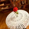 YOMDID Round Handmade Crochet Openwork Tablecloth Cotton Lace Mat Placemat Tablecloth Home Wedding Valentine's Day Decoration 5