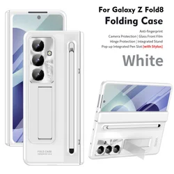 Premium Full Protection Folding Case with Tempered Glass and Touch Pen for Samsung Galaxy Z TriFold (White)