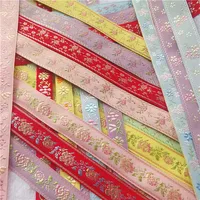 5Yards 10-25MM Glitter Shiny Flowers Jacquard Ribbon For DIY Hair Ornaments Skirt Pet Collar Accessories