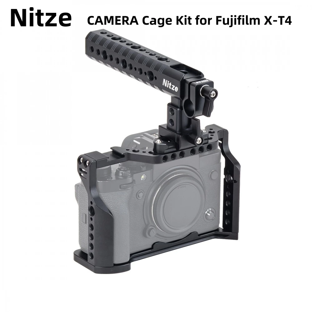 

Nitze Cage Kit for Fujifilm X-T4 with PA14 NATO Handle Built-in Arca Swiss Plate Camera Cage Video Film Making Stabilizer