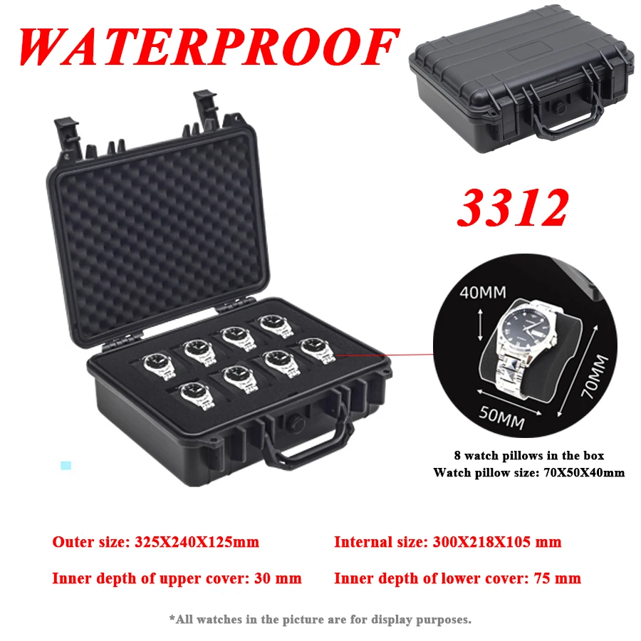 Portable Waterproof ABS Plastic Multi-Slot Watch Storage Case