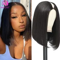 Perruques courtes bob en V pour femmes, perruques courtes droites en cheveux humains, sans colle, perruque U-part, perruques courtes bob brésiliennes en cheveux humains 1
