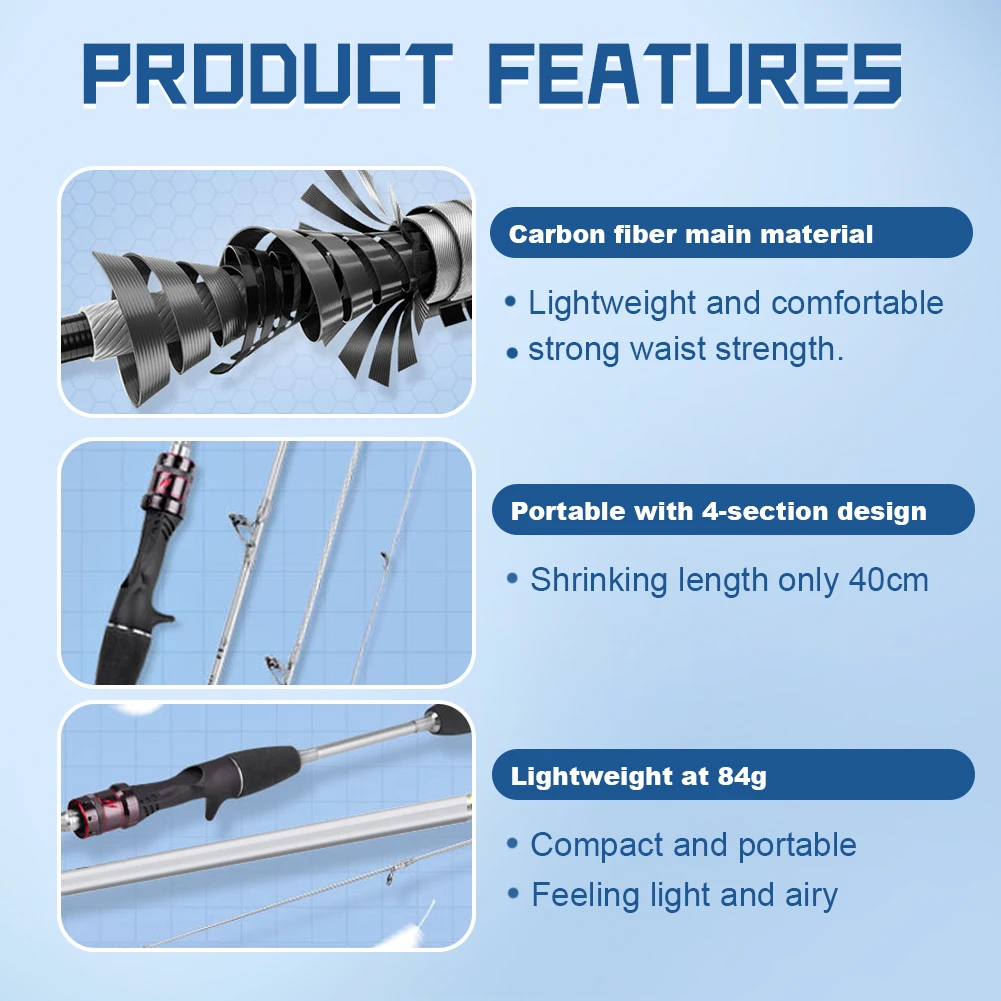 1.4M Casting Fishing Rods Ultralight Lure Trout Mini Pole 4 Section Carbon Fiber Poles Portable Casting Rod Fishing Equipment