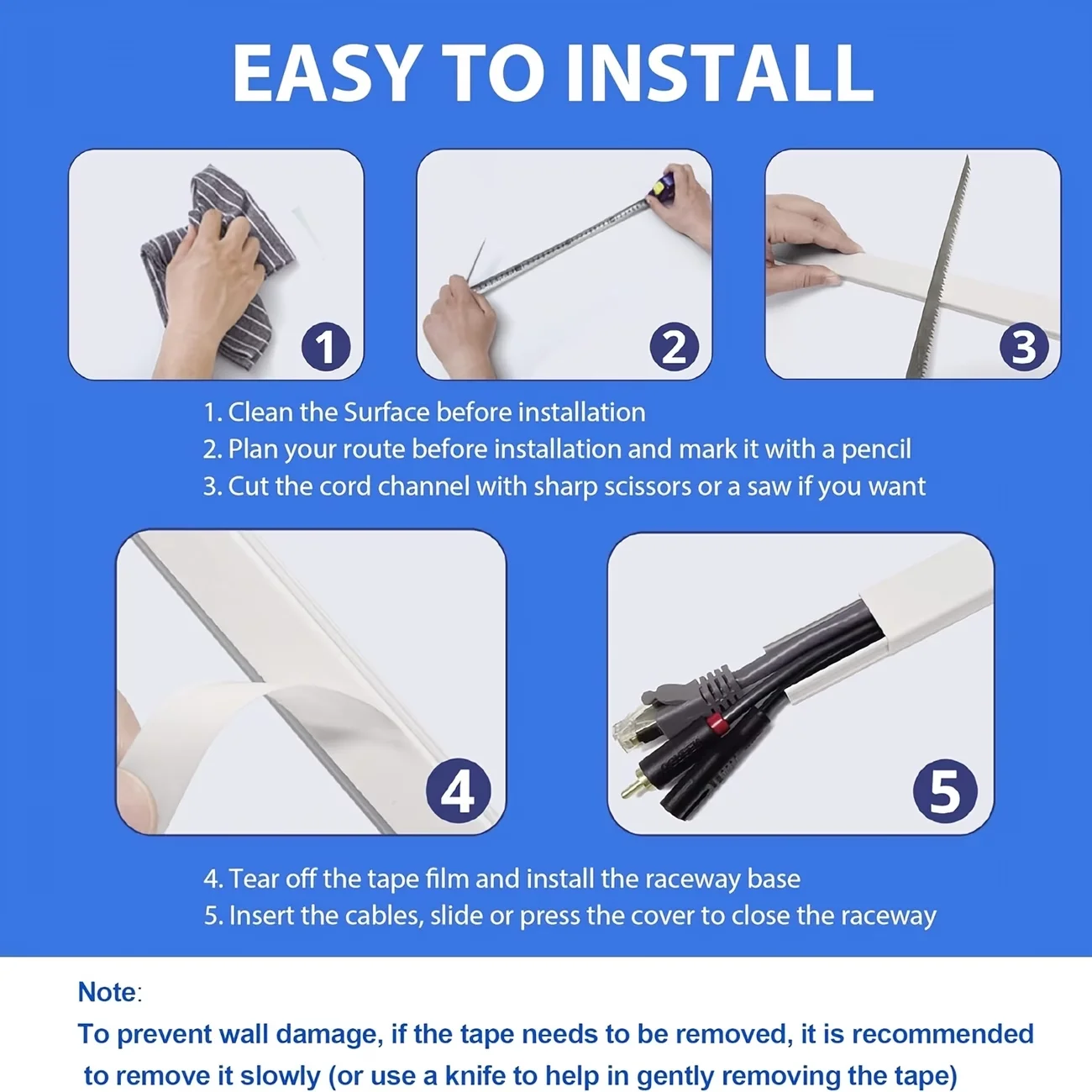 Wall-mounted Self-adhesive Cable Organizer - 40cm/15.75 Wire Management Solution