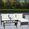 Outdoor Patio Furniture Sets 3 Piece Set Wicker Ratten Sectional Sofa With Seat Cushions(Beige Cushion) 1