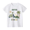 Cartoon Dinosaur Print Family Matching Outfits Tops Boy Birthday Party Family Look T-shirt Dad Mom Bro Sis Tee Shirt Baby Romper 5