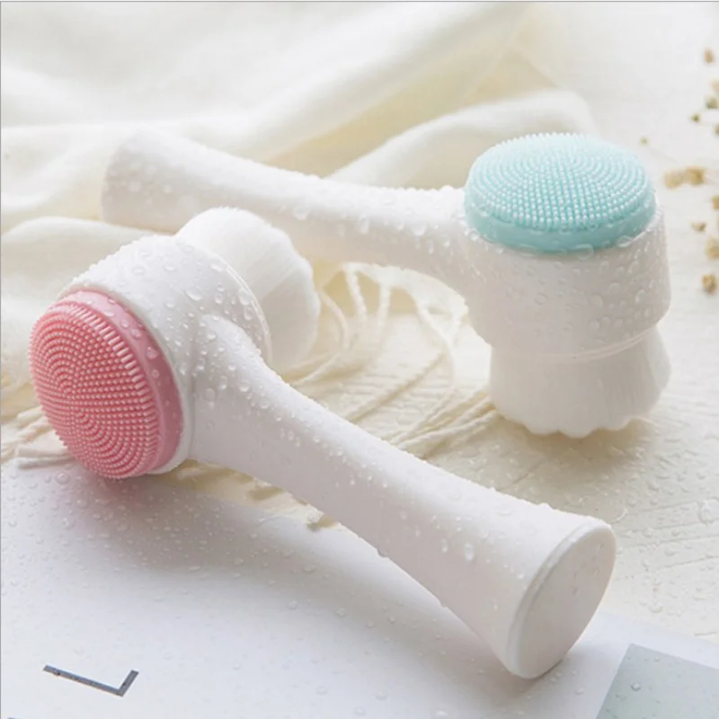 

Silica Gel Facial Brush Double Sided Soft Useful Cleanser Blackhead Removing Product Pores Cleaner Exfoliating Beauty Brush Face