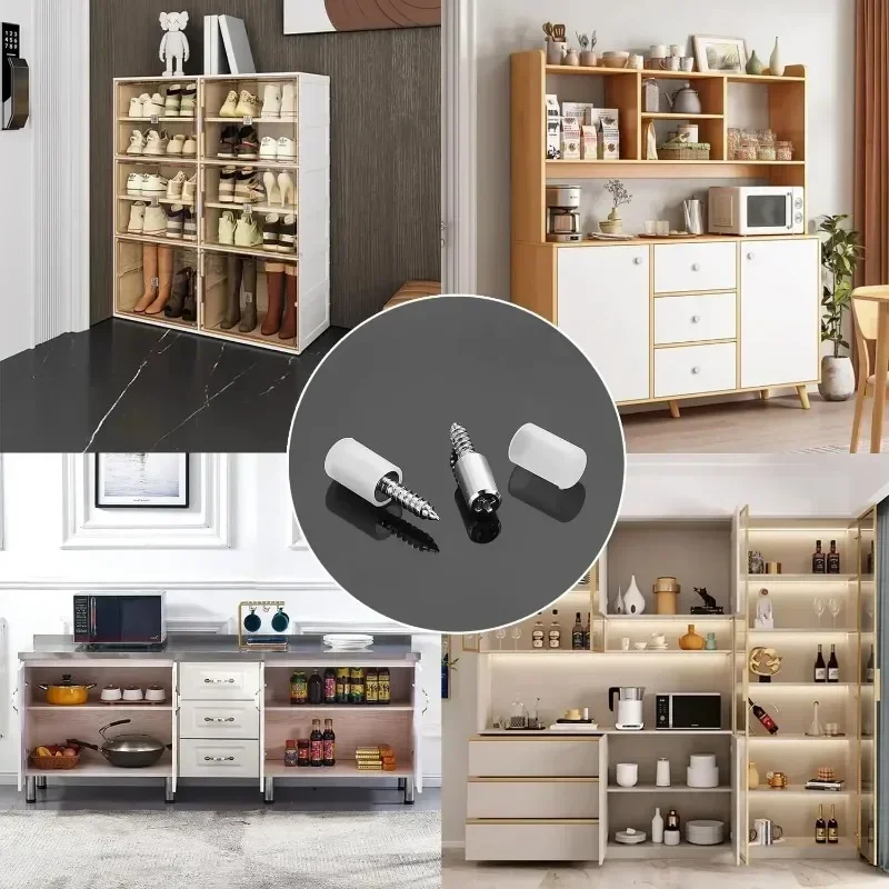 50/30/20Set Screws Screw Shelf Dowels Tool Boxs Rubber Sleeves Bolt Support Nails Wooden Glass Wardrobe Fasteners Hardware