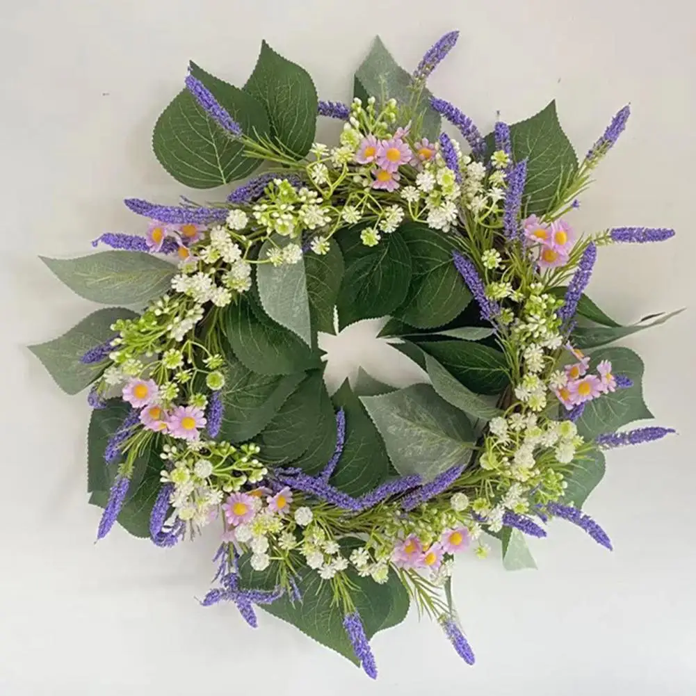 

Simulation Wreath Vibrant Spring Artificial Leaf Wreath with Realistic Simulation Flowers Front Door Garland Decoration for A
