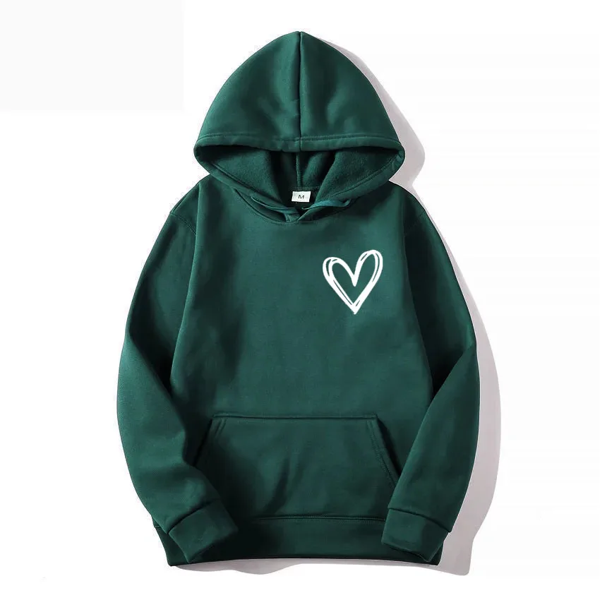 Hirsionsan Simplic Heart Print Women Sweatshirt Soft Casual Loose Vintage Female Hoodies Winter Warm Fleece Student Tops casual hoodie
