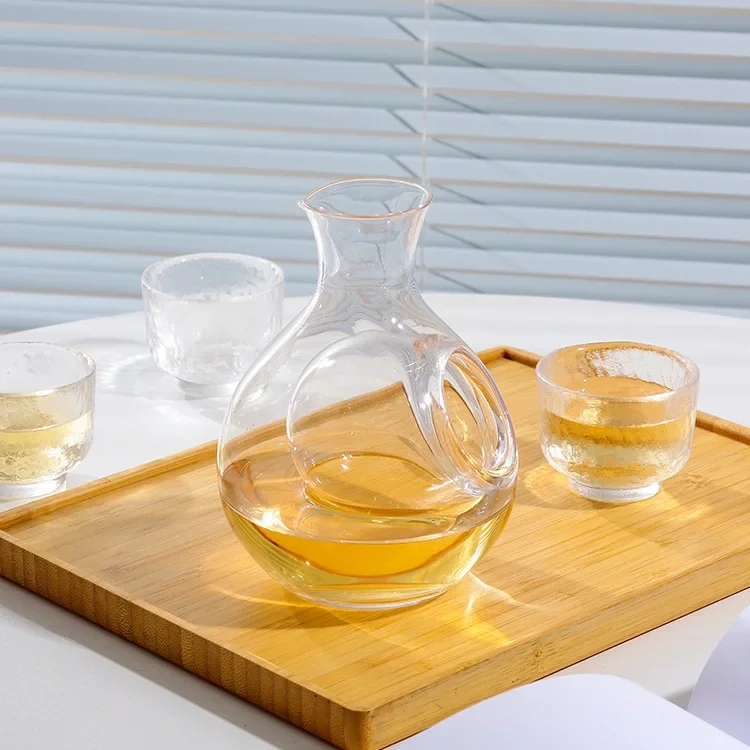 Japanese Glass Liquor Pot Sake Dispenser Glass Soju Baijiu Sake Jug Creative Ice House Wine Hip Flask Barware For Whiskey Vodka