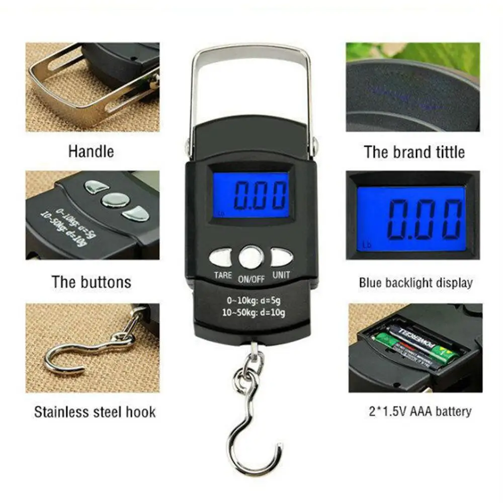 Portable Digital Scale Lcd Display Suitcase Travel Handheld Weighing Hanging Scale For Fishing Accessories Electronic Balance